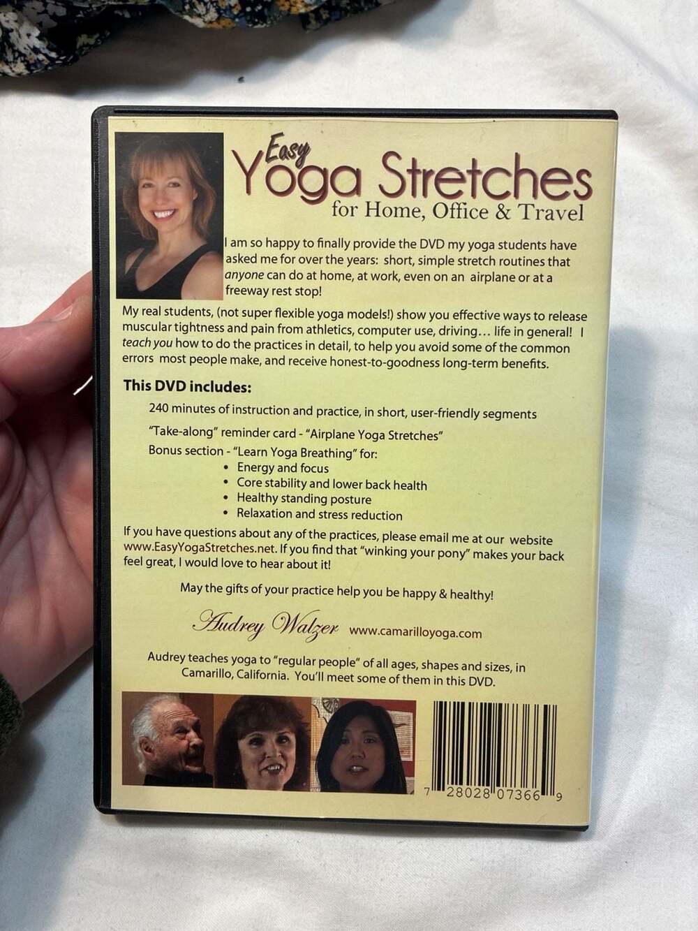 Easy Yoga Stretches for Home, Office & Travel DVD by Audrey Walzer with Reminder - Picture 2 of 4
